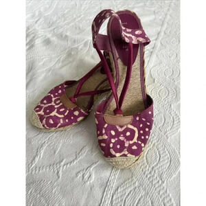 Lauren Ralph Lauren Cala Women’s 7.5 M Espadrille Shoes Wedges Heel Pink Beige